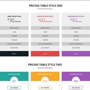 CL Responsive Pricing table 