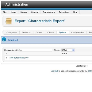 JoomShopping Import / Export: Characteristic products export 