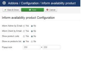 JoomShopping Addons: Notify availability 