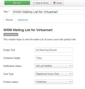 Virtuemart Waiting list Dashboard 